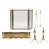 ASSEMBLED BRASS FIREPLACE GROU