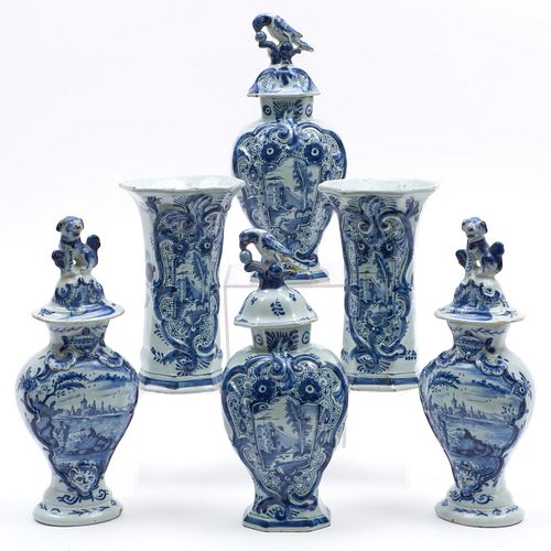 ASSEMBLED DELFT BLUE AND WHITE