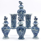 ASSEMBLED DELFT BLUE AND WHITE
