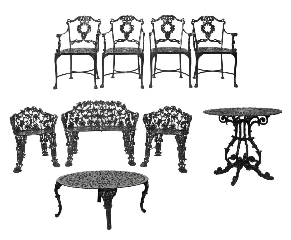 ASSEMBLED GROUP OF BLACK PAINTED