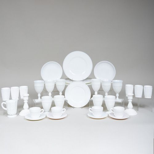 ASSEMBLED PRESSED MILK GLASS