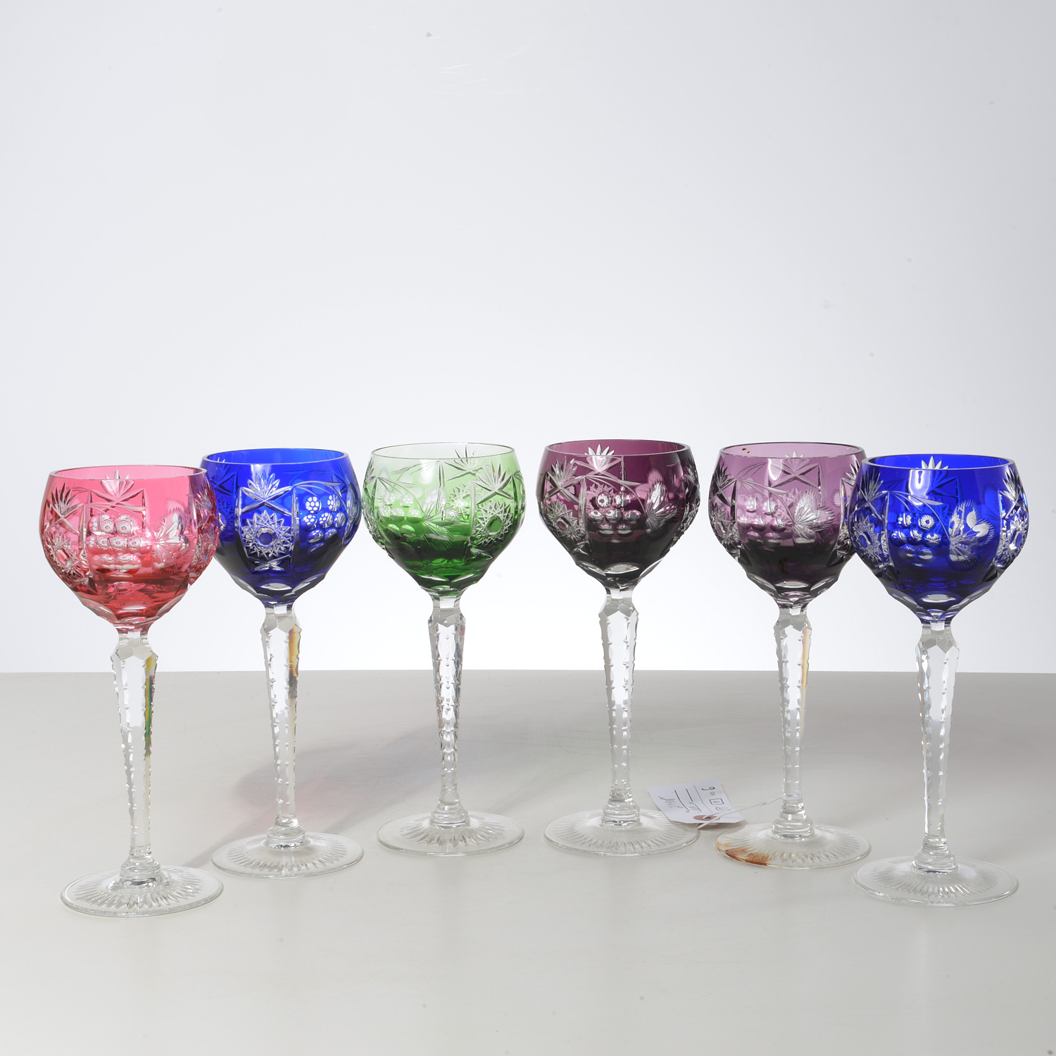 ASSEMBLED SET (6) BOHEMIAN GLASS