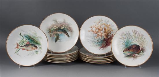 Assembled set of 15 Mintons painted