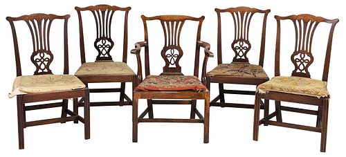ASSEMBLED SET OF FIVE CHIPPENDALE