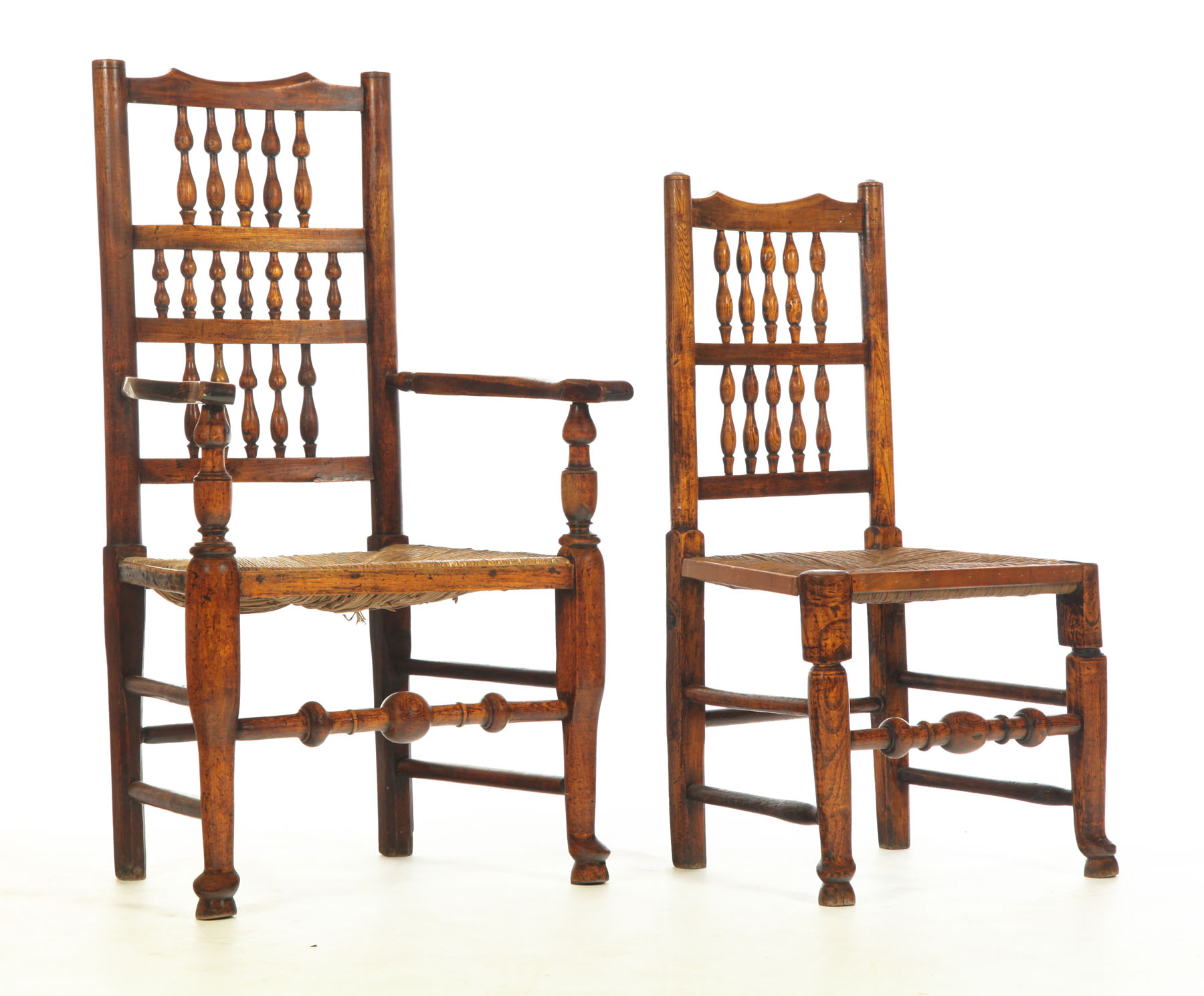 ASSEMBLED SET OF LANCASHIRE CHAIRS.