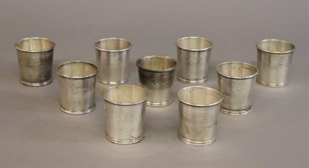 Assembled set of nine sterling