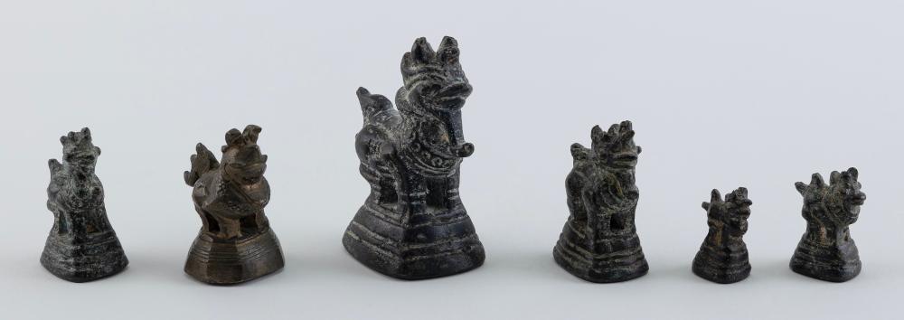 ASSEMBLED SET OF SIX BURMESE BRONZE