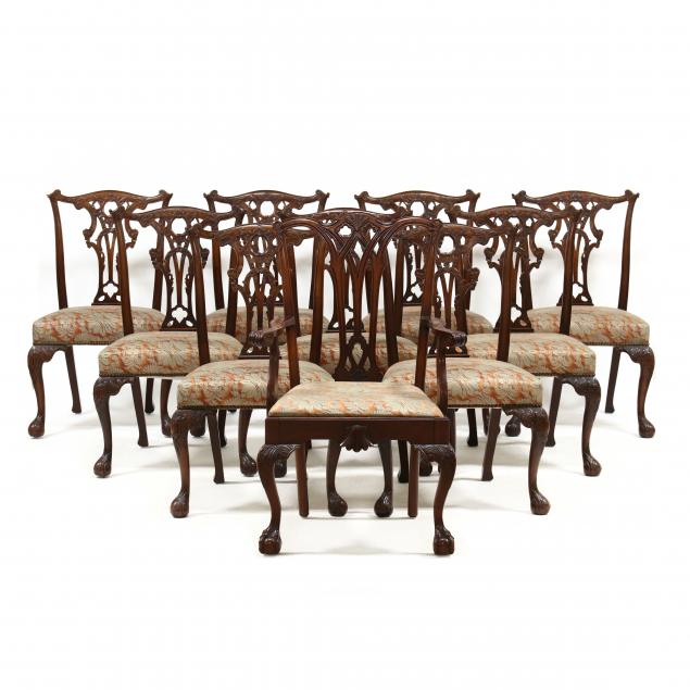 ASSEMBLED SET OF TEN ENGLISH CARVED