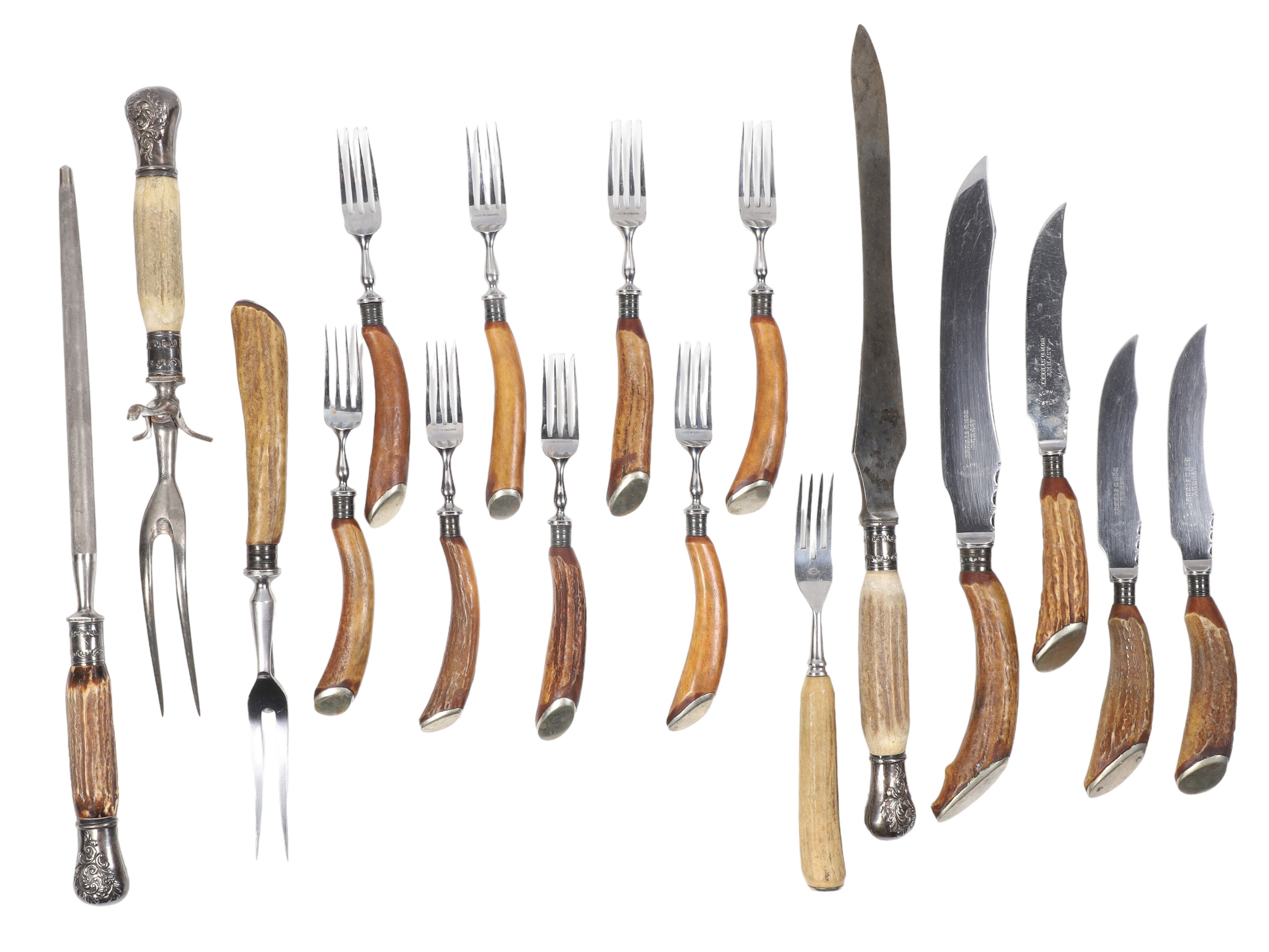 Assembled Stag Handled Flatware and