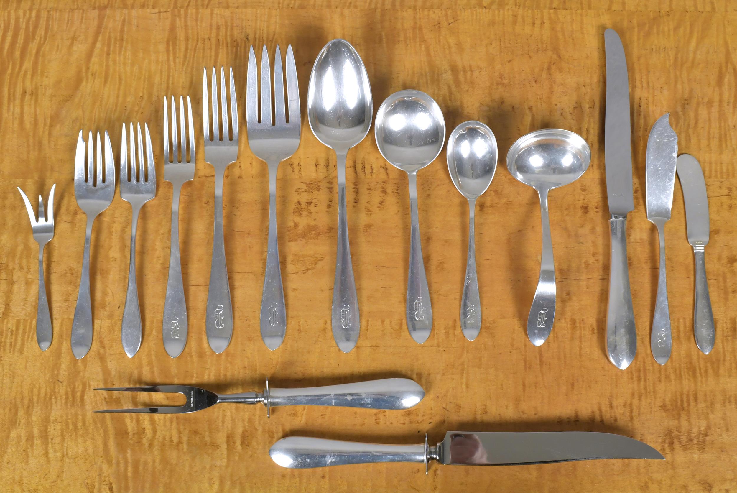 ASSEMBLED STERLING FLATWARE LOT. An