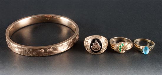 Assorted 10K gold and gemstone