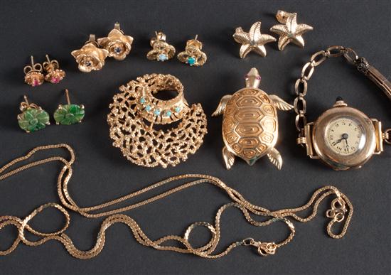 Assorted 14K gold and gemstone