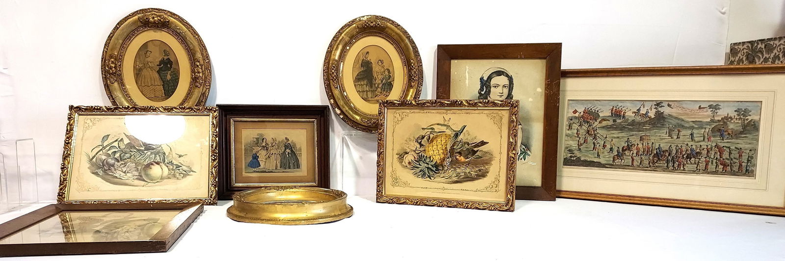 ASSORTED 19TH C FRAMED HAND COLORED