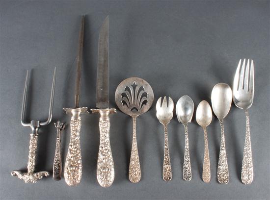 Assorted American repousse sterling