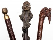ASSORTED ASIAN CARVED WOOD CAN