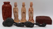 ASSORTED CARVED ITEMS AND FUNE