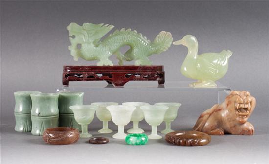 Assorted Chinese carved jade and