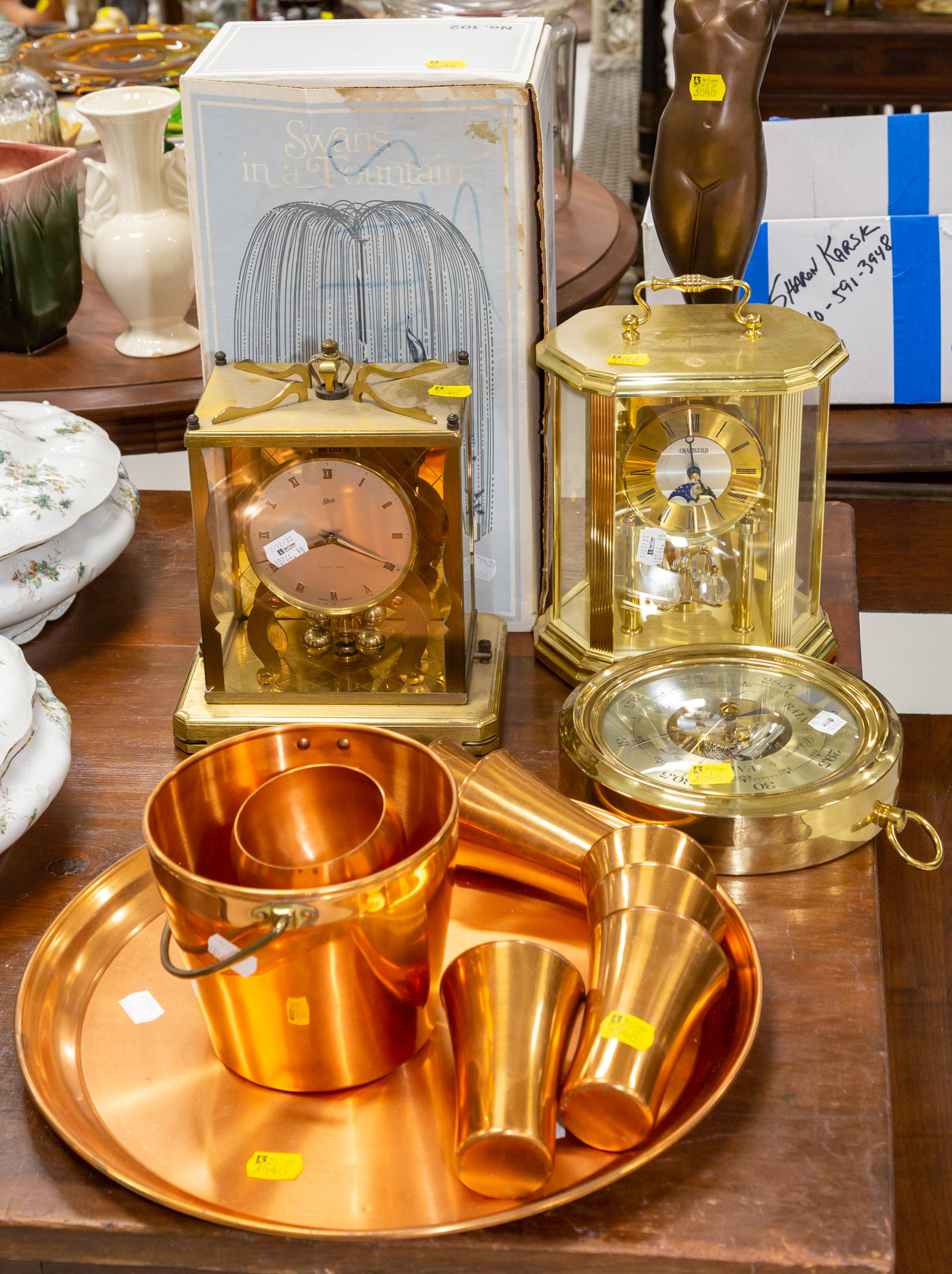 ASSORTED CLOCKS & METAL ITEMS