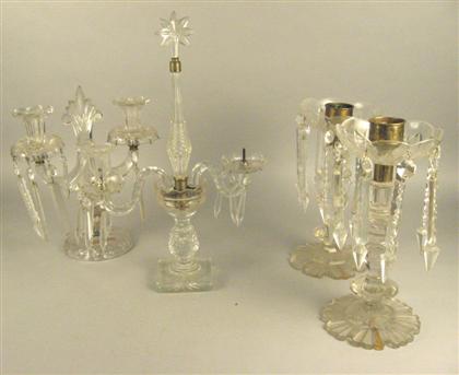 Assorted cut glass candelabra   
