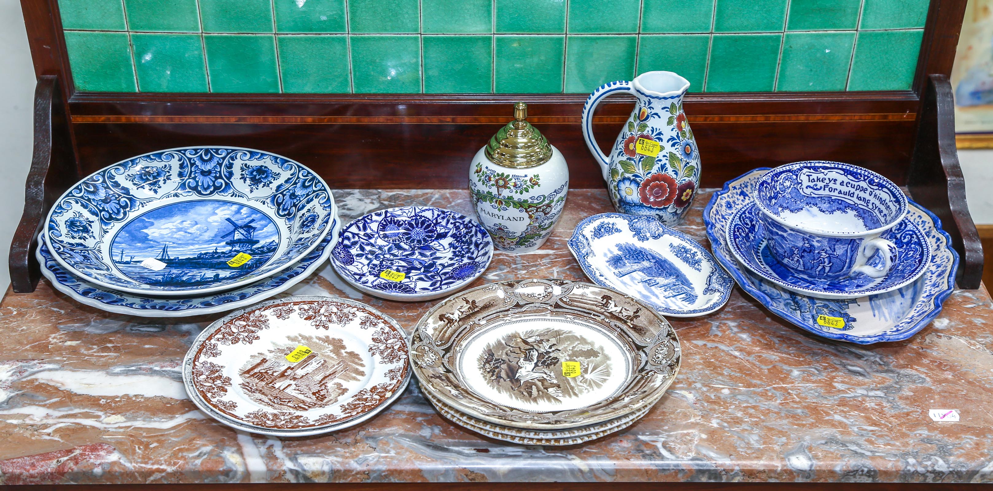 ASSORTED DELFT CHINA & TRANSFERWARE