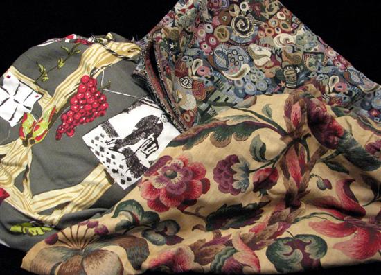 Assorted drapes including floral