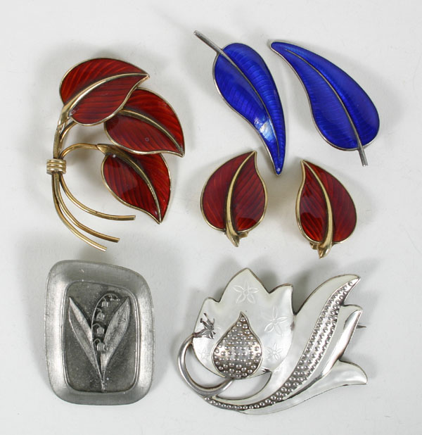 Assorted enameled and sterling