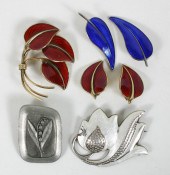 Assorted enameled and sterling
