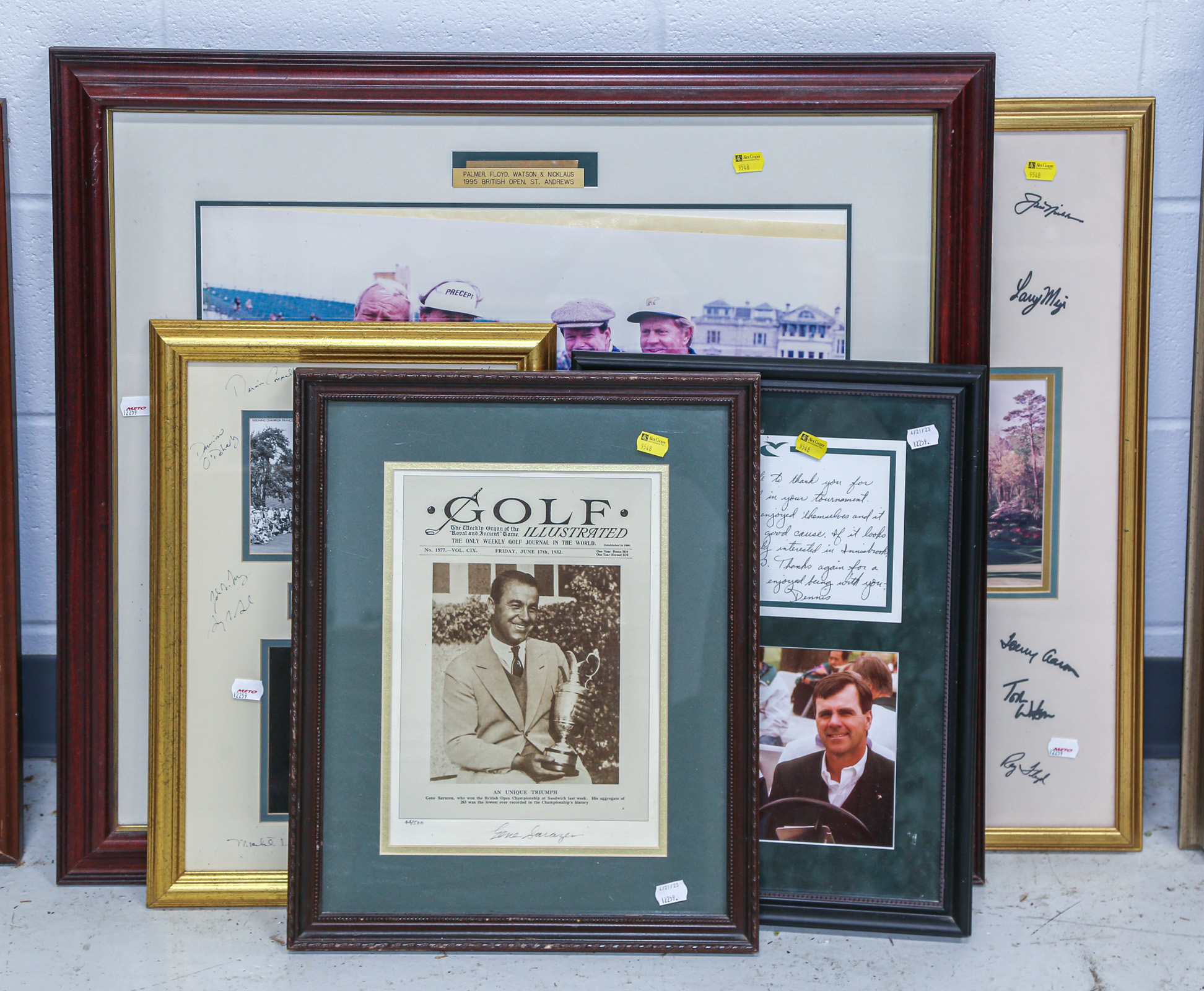 ASSORTED FRAMED GOLD RELATED PHOTOS