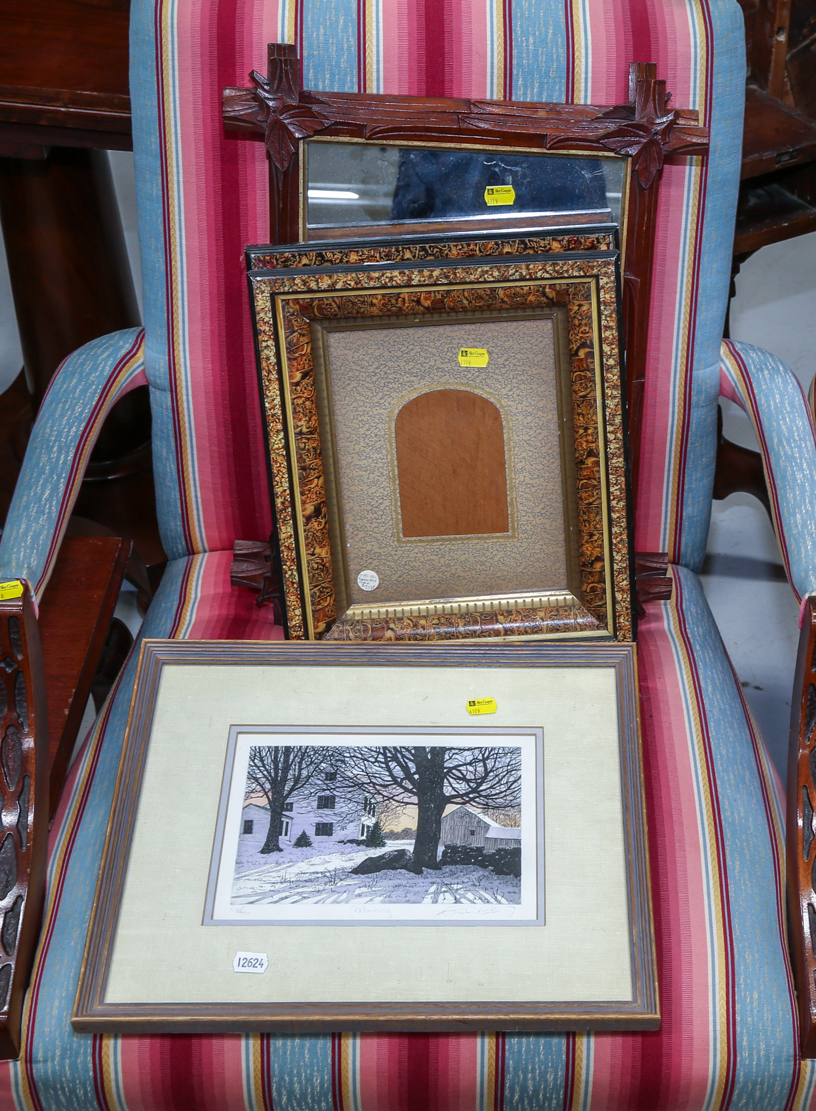 ASSORTED FRAMED ITEMS Including two