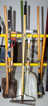 ASSORTED GARDEN TOOLS Three sh