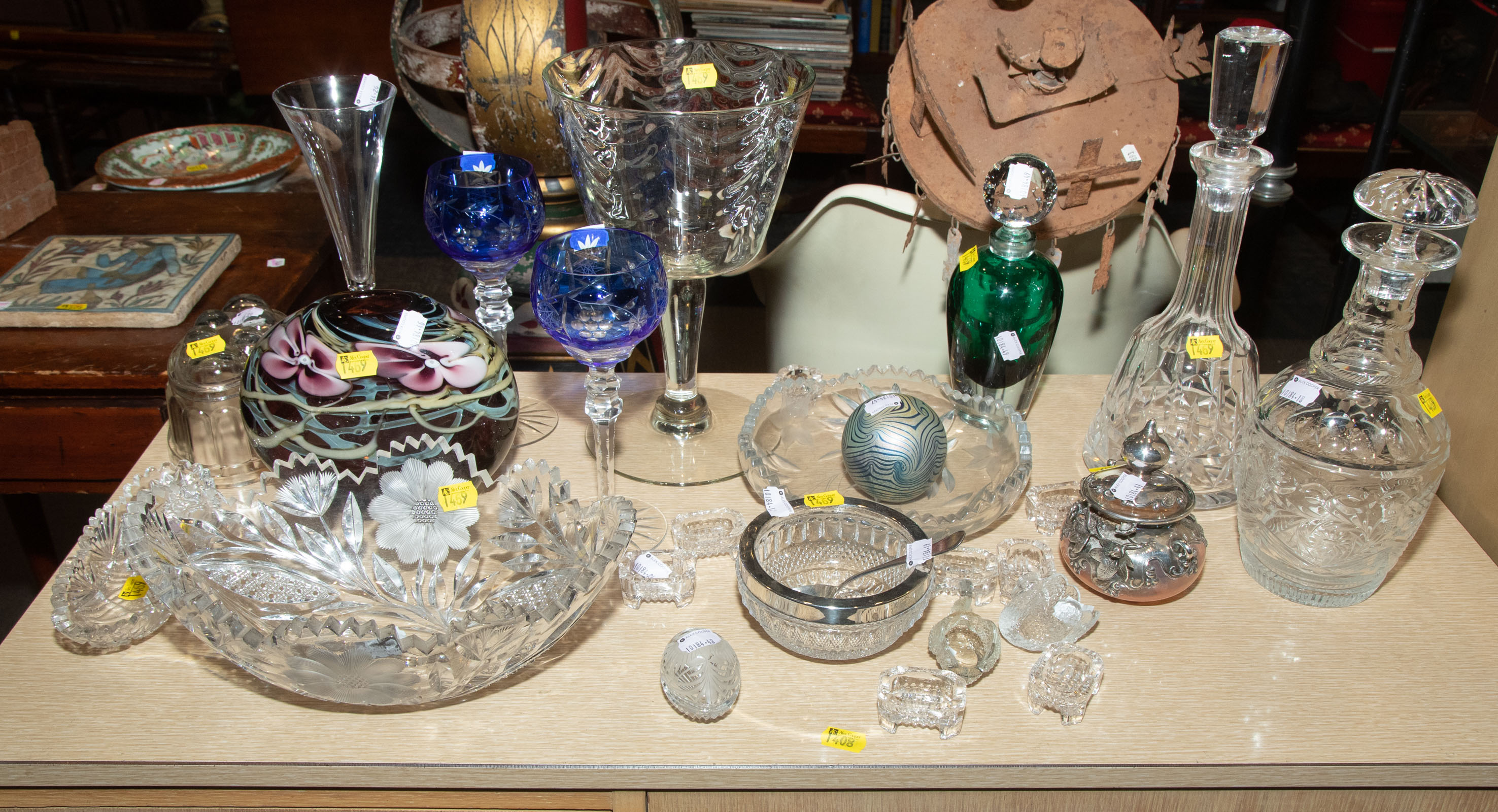 ASSORTED GLASSWARE Includes art