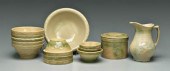 Assorted green-glazed crockery