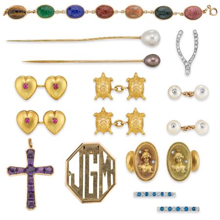 Assorted Group of Gold Jewelry 	 