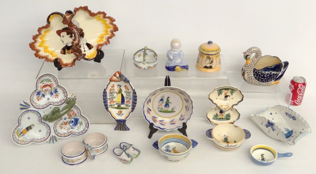 Assorted lot of 15 Quimper bowls