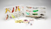 ASSORTED LURES, PINS AND PATCH