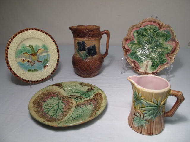 Assorted Majolica art pottery. 5