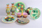 Assorted majolica table wares