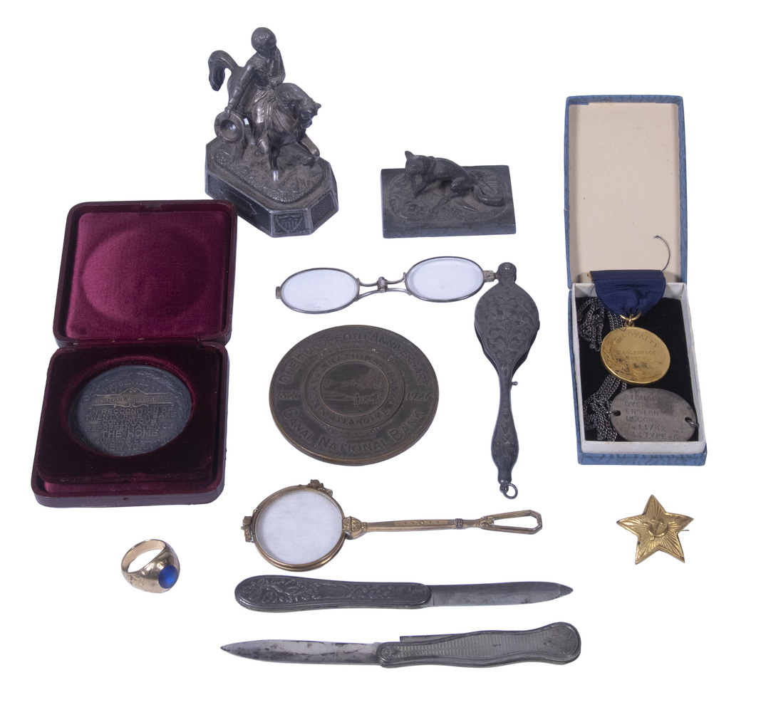 ASSORTED MEDAL & SILVER LOT (12)