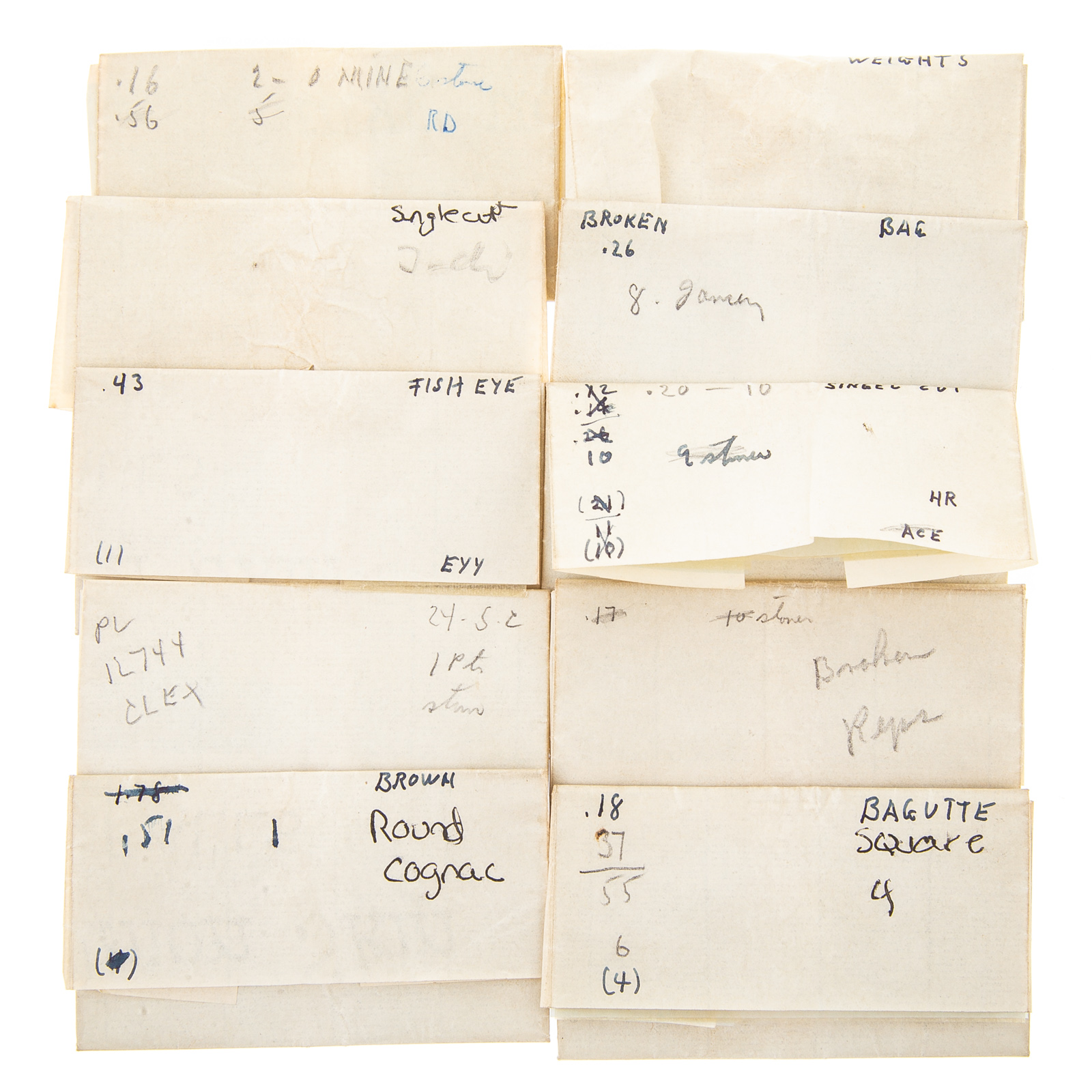 ASSORTED MELEE DIAMONDS IN PAPERS 9