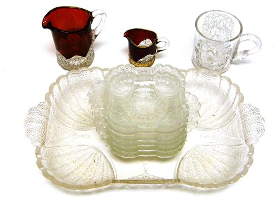 Assorted pressed glass  ten pieces: