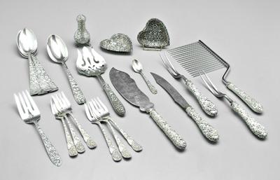 Assorted repoussé sterling items: