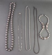 ASSORTED SILVER BEADED & CHAIN