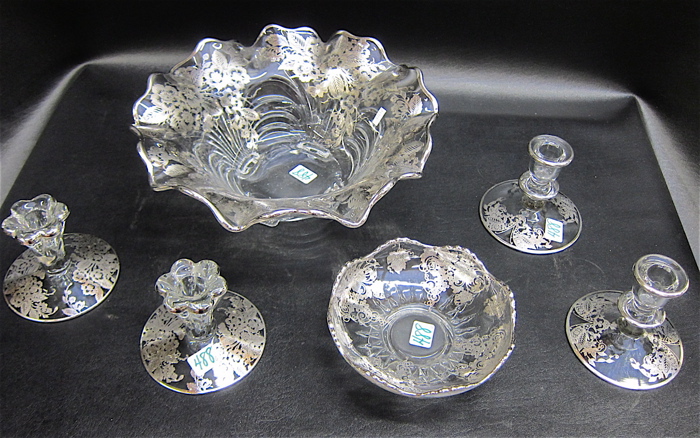 ASSORTED SILVER OVERLAY GLASS