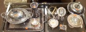 Assorted silver-plated serving