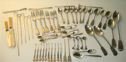 Assorted silverplate flatware in