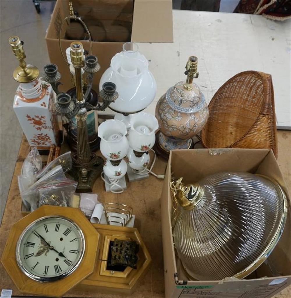 ASSORTED TABLE LAMPS, HANGING LIGHT