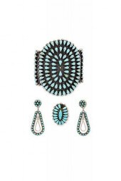 ASSORTED ZUNI SILVER AND TURQU