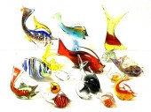 Assortment of glass fish figur