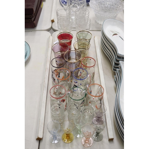 Assortment of glassware to