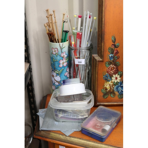 Assortment of knitting needles etc